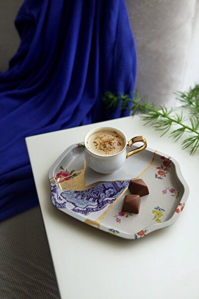 EVLE Ee167-u5 Kint Sugi Patterned Special Shape Tray 16x19 Cm