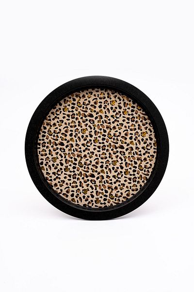 EVLE Leo Patterned Round Metal Tray - Tea Coffee Tray - Presentation Tray 37 Cm Ee163-v4