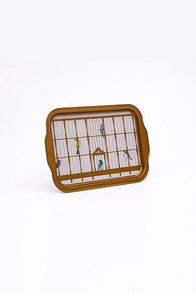 EVLE Bird Cage Patterned Metal Tray - Tea Coffee Tray - Presentation Tray 21 Cm X 31 Cm Ee162-t7