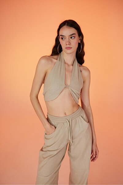 HOLLY LOLLY Koton Fabric H Αξεσουάρ Rise Μπλούζα Μπεζ