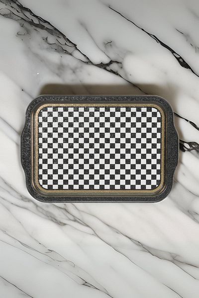 EVLE Ef162-17 صينية مستطيلة منقوشة Black_swt Home 22x32 سم Ef162-17