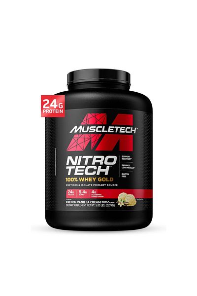 MUSCLETECH Nitro Tech 100% Whey Gold French Vanilla Cream Protein Powder 5 lb