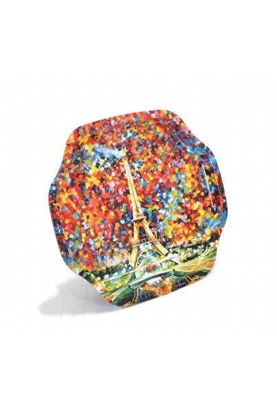 EVLE Ef166-02 Afremov Paris Desenli Özel Şekil Tepsi 28x33 Cm