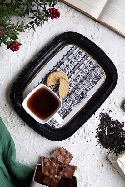 EVLE Ee171-t9 City Patterned Oval Tray 24x31 Cm