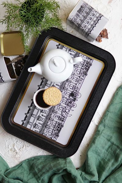 EVLE Ee169-t9 City Patterned Rectangular Tray 32x43 Cm