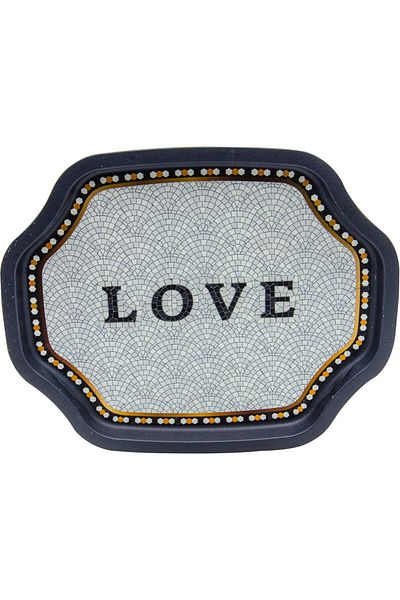 EVLE Ee166-1e Mosaic Love Patterned Special Shape Tray 28x33 Cm