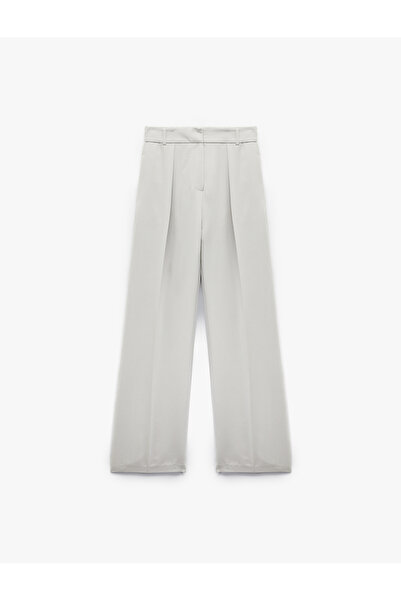 Koton Modal Kumaş Karışımlı Pile Detaylı Cepli Yüksek Bel Geniş Paça Palazzo Pantolon