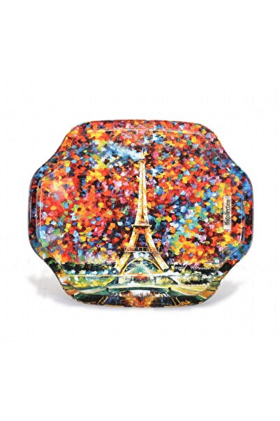 EVLE Ef166-02 Afremov Paris Desenli Özel Şekil Tepsi 28x33 Cm