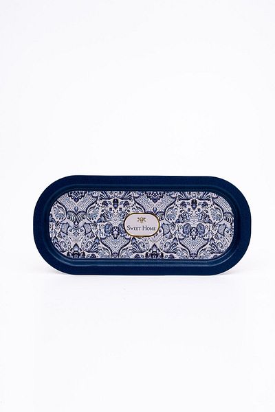 EVLE Ee168-7n Azulejos Sweet Home Patterned Oval Tray 16x35 Cm