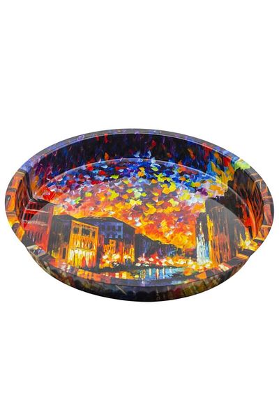 EVLE Ef163-03 Afremov River Patterned Round Tray 36 Cm