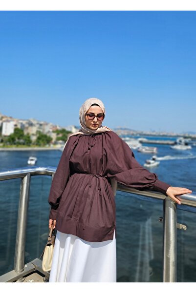 shop Büzgü Yakalı Dökümlü Vual Gömlek