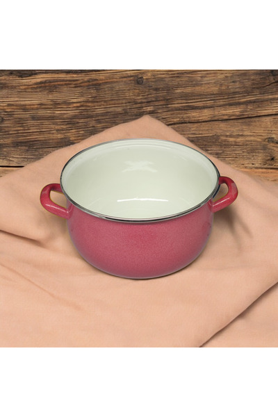 qussine Enamel Yogurt Pot Curved Pot 24cm 5 Liter Red