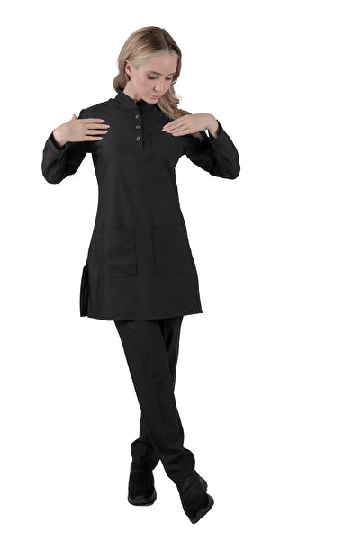 Brl Üniforma طقم جراحة الحجاب الأسود باندا فليكس ليكرا