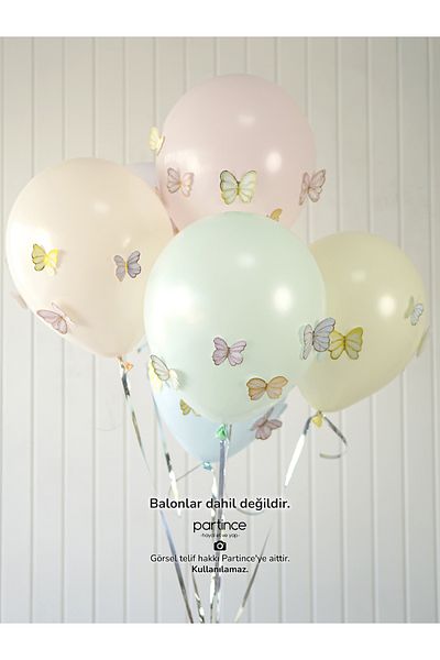 partince Στολίδι για πάρτι 48 τεμαχίων Macaron Pale Butterfly Στολίδι γενεθλίων πεταλούδα
