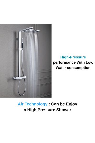 Generic Itg Premium 12-inch Square Rain Shower Head – 304 Stainless Steel, Chrome Finish, High Pressure, 30