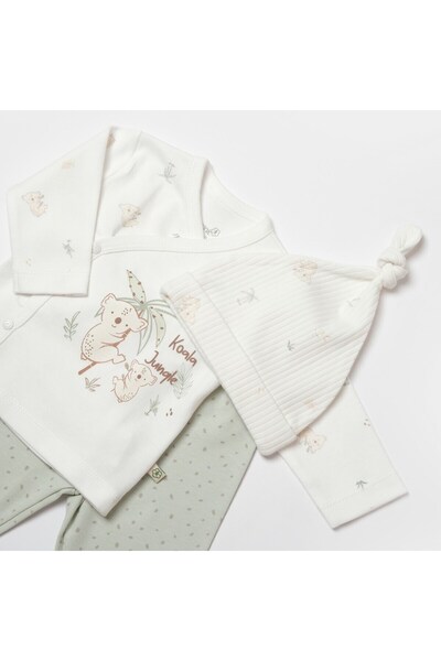 Bibaby Biorganic Koala Jungle 3-Piece Newborn 100% Organic Cotton Baby Set
