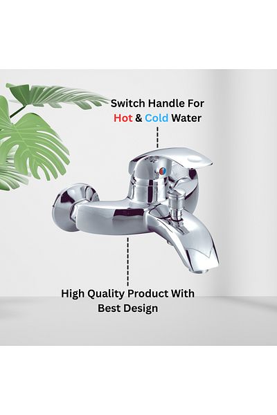 itg Wall-Mounted Bathroom Mixer Faucet with Hand Shower Set, Chrome Finish, Hot & Cold Water