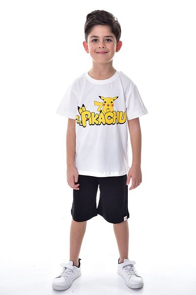 ZUZUNGA Pikachu Printed 2-Piece Shorts - T-Shirt Kids Set