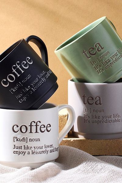 Perotti Tea-Coffee 4-Piece Porcelain New Bone China 265 ml Mug Set Mug