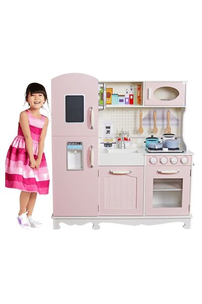 Smart Vibe Complete Vintage Kitchen for Children, Wooden Cooking Accessories, Woodplay Pink