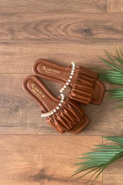 FUGA MODA شبشب Adella Tan Pearl Stone برباط