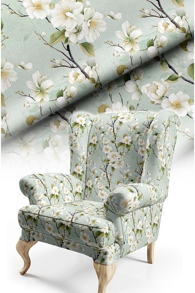 CANİLA Elegant Flower Patterned Digital Printed Upholstery Sofa Fabric