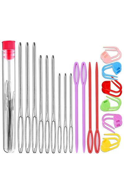Choice Random Colo 26pcs Sewing Knitting Kits Large Eye Blunt Yarn Needles & Plastic Weaving Needles & Croc