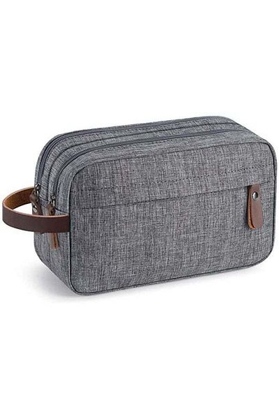 Saharaz Portable Toiletry Bag, 4 Zippers, Waterproof, Multifunctional Storage, With Handle, For Travel, Gray
