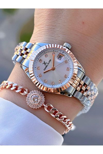 Daniel Klein 30 Mt Water Resistant Steel Cord Women's Wristwatch Bracelet