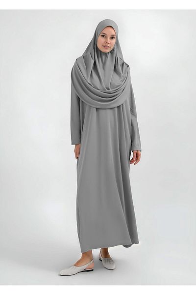 Sayın Tesettür Prayer Dress - Gray - Dear Hijab