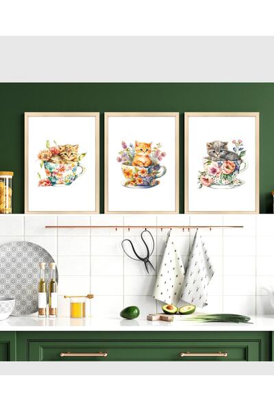 Vetro Design Set de pictură în cadru pentru bucătărie și balcon - Pisici într...