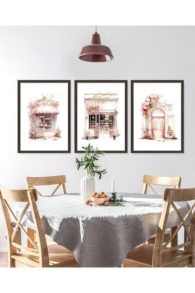 Vetro Design Pink Patisserie - Kitchen - Balcony Framed Painting Set