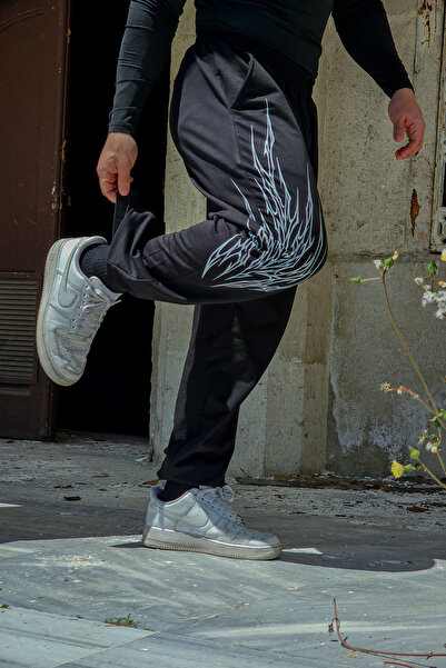 Liber Fire - Ανδρικό μαύρο φούτερ με ελαστικό πόδι Jogger με τσέπες