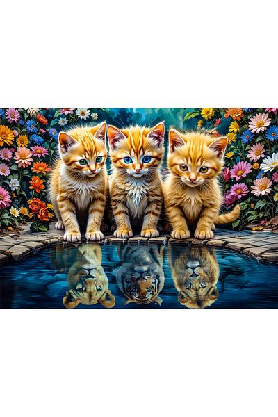 Meleni Toys 1000 Piece Little Kings Illusions Puzzle - Lion King Cat Puzzle 68X48 cm