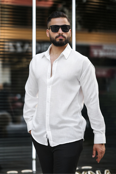 çerme Υπερμεγέθη λευκό πουκάμισο με υφή