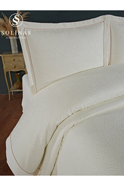 Solinas Collection Bellamira Krem Kenarı Biyeli Çift Kişilik Yatak Örtüsü