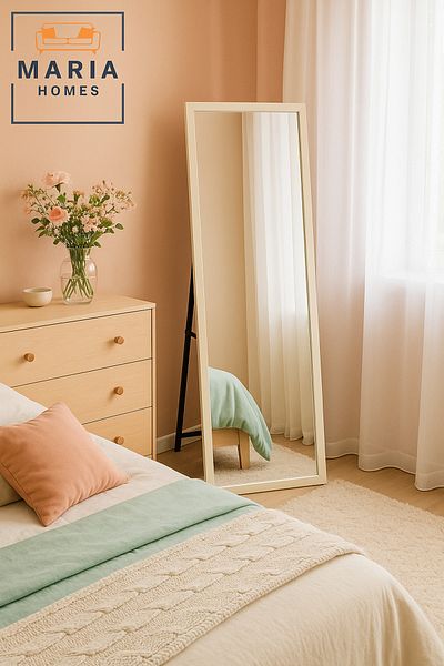 MARIA HOMES Modern White Full-Length Standing Mirror – 165x65 cm Floor Mirror for Home & Boutique