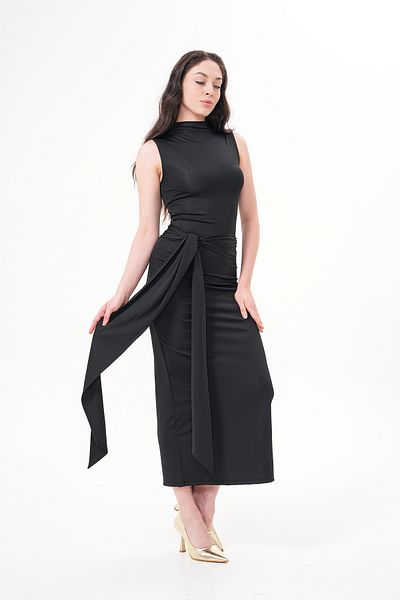 Shine Fine Rochie lungă fără mâneci pentru damă, cu detaliu de curea