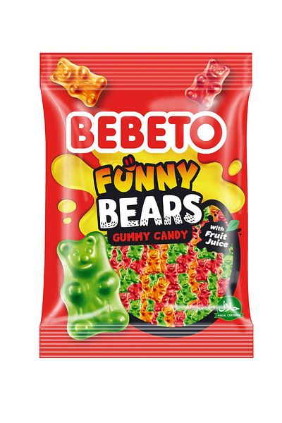 BEBETO Mix 18g – Cutie 36 Bucăți, 6 Arome Asortate (Ursuleți, Cola, Fructe, Inimi)