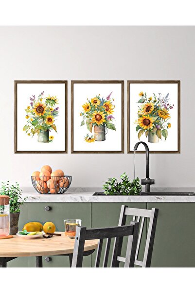 Vetro Design Floarea-soarelui - Bucătărie - Set de pictură înrămată pentru ba...