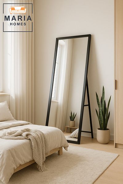MARIA HOMES Modern Full-Length Standing Mirror – Black Frame, 165x65 cm