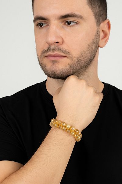 Safnaturel Igsl Certified Citrine 8 mm Double Row Macrame Natural Stone Bracelet