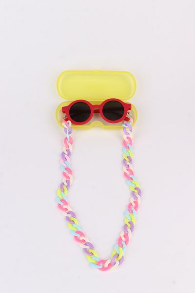 MACERATİ 0-8 Years Old Cool Child Set of 3 Sunglasses, Glasses Case and Glasses Chain
