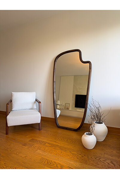 EFFE YAPI DEKOR DOĞAL AHŞAP ÇERÇEVELİ 180X100 CM ( CEVİZ ) AYAKLI BOY AYNASI
