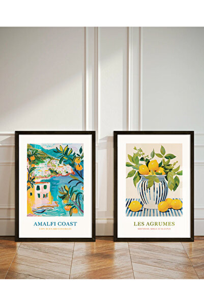 Vetro Design Комплект с дървена рамка „Амалфийското крайбрежие“