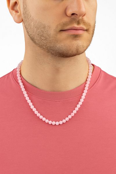 Safnaturel Igsl Certified Pink Quartz 6 mm Strand Natural Stone Necklace
