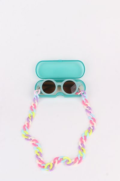MACERATİ 0-8 Years Old Cool Child Set of 3 Sunglasses, Glasses Case and Glasses Chain