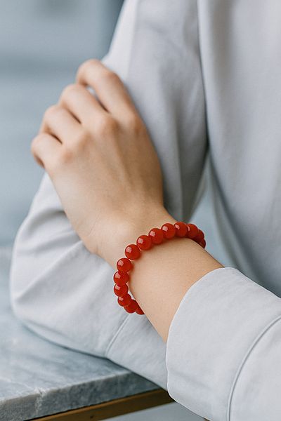 Safnaturel Igsl Certified Red Agate 8 mm Natural Stone Bracelet