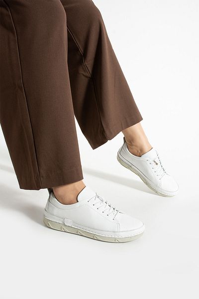 Getcho Pantofi sport casual albi din piele naturală Banas pentru femei – talpă confortabilă, design modern
