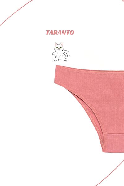 MİSTİRİK Taranto Model High Waist Ribbed Flexible Cotton Slip Panties Pastel Pink Color